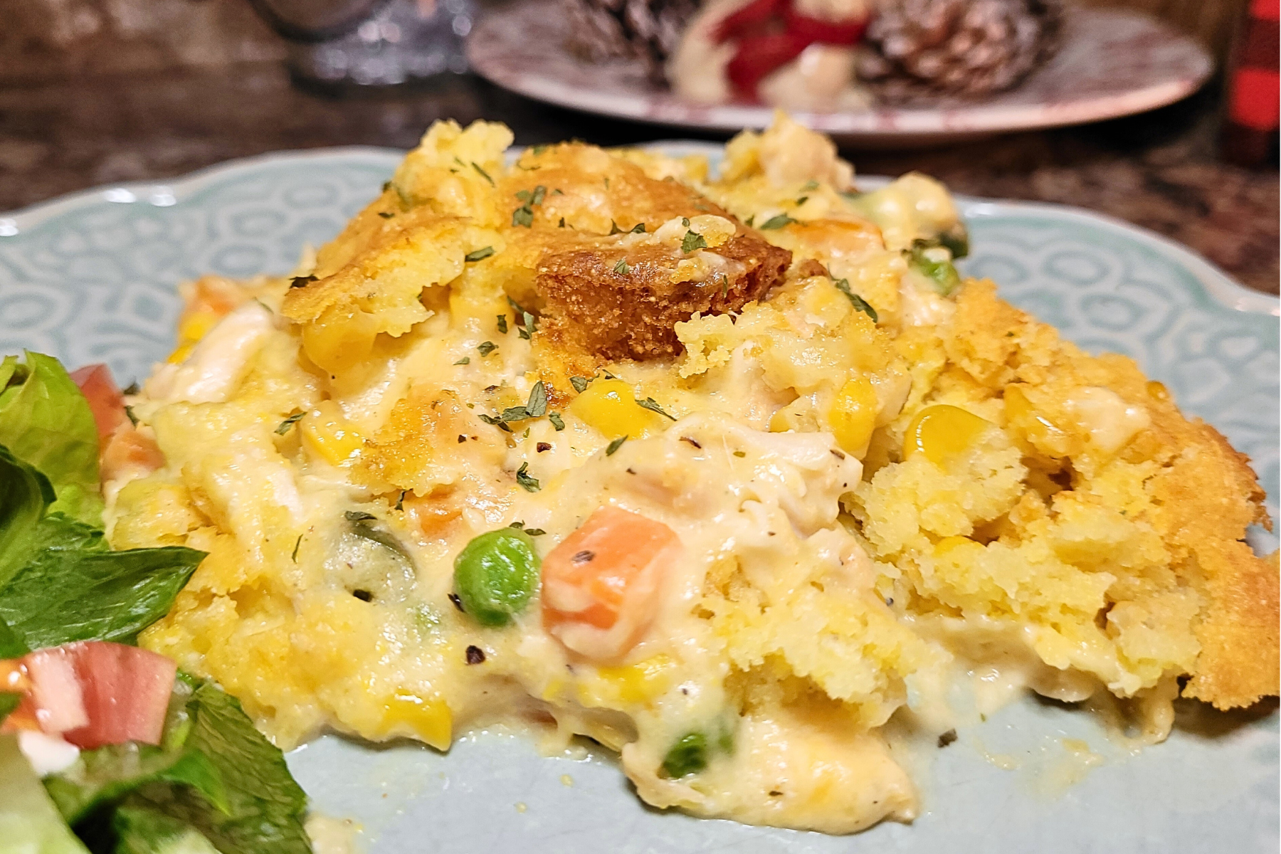 Chicken Pot Pie Cornbread Casserole